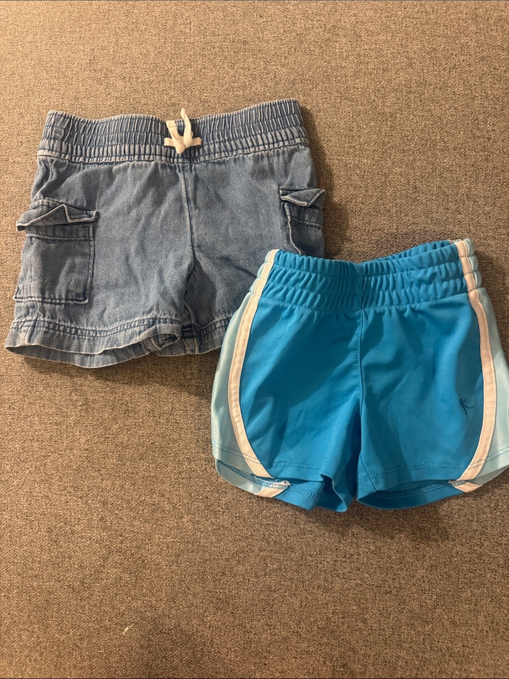 5/$15- Kids Blue Athletic Shorts and Denim Cargo Shorts - 2-Pack